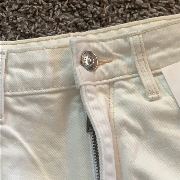 High Waisted White Jean Shorts - Ripped - Picture 8 of 9